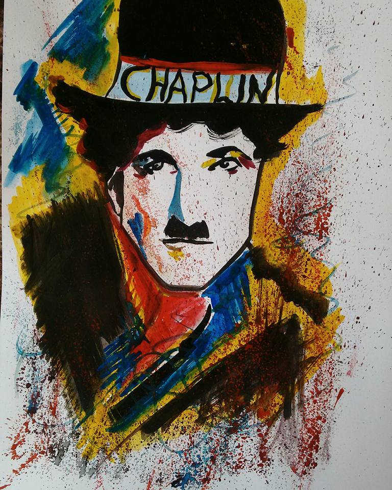Pinturas em aquarela e tinta acrilica